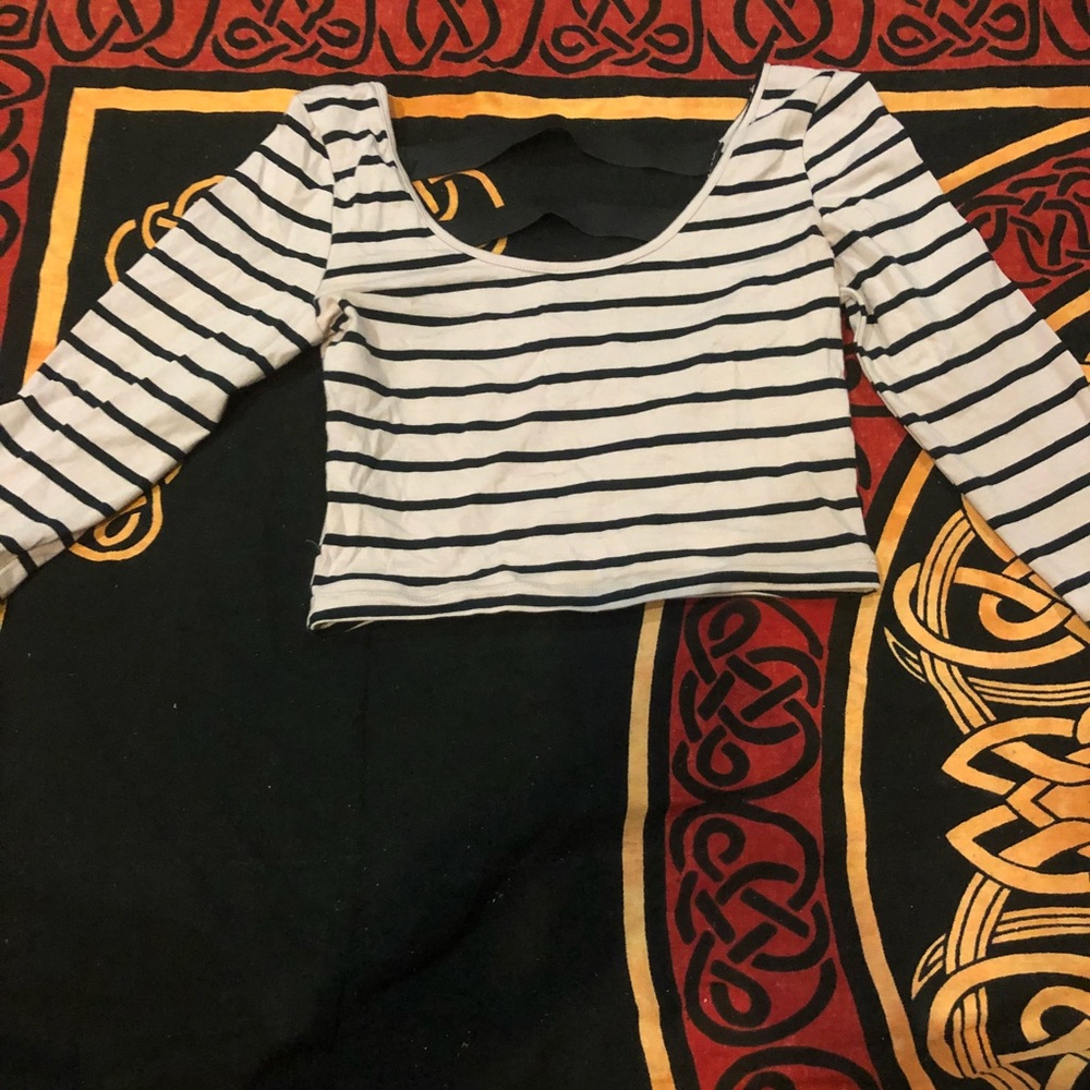 CHARLOTTE RUSSE long sleeve striped crop top